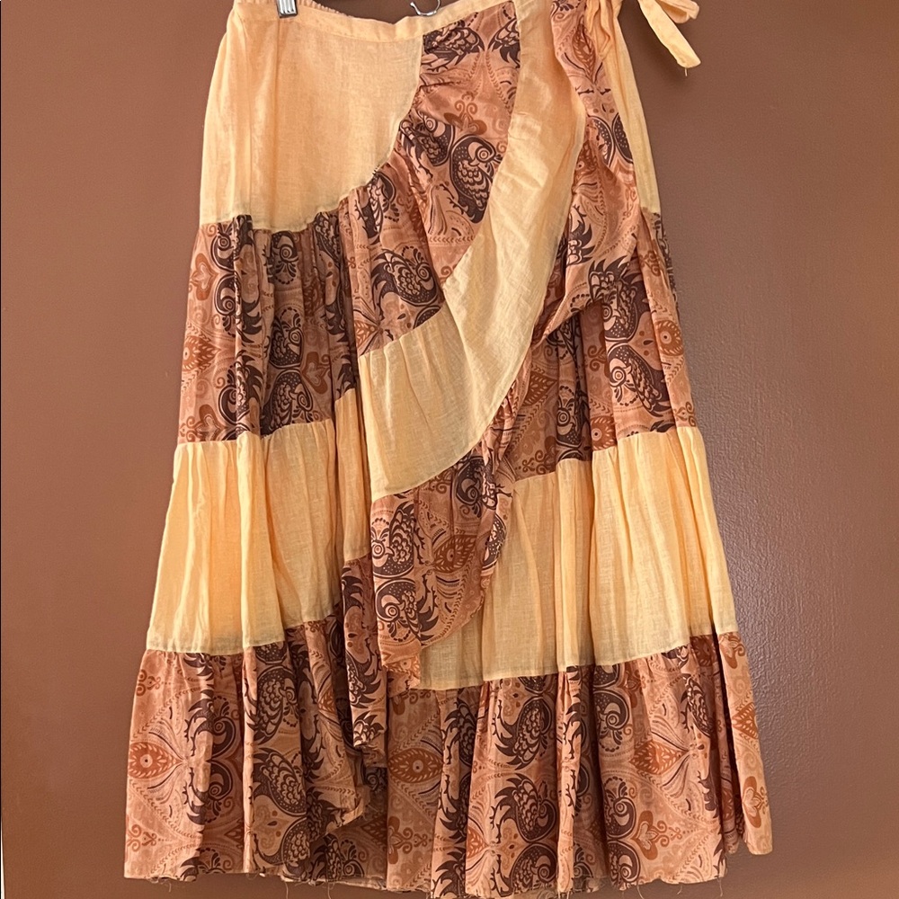 Bohemian Tiered Skirt in Yellow and Brown